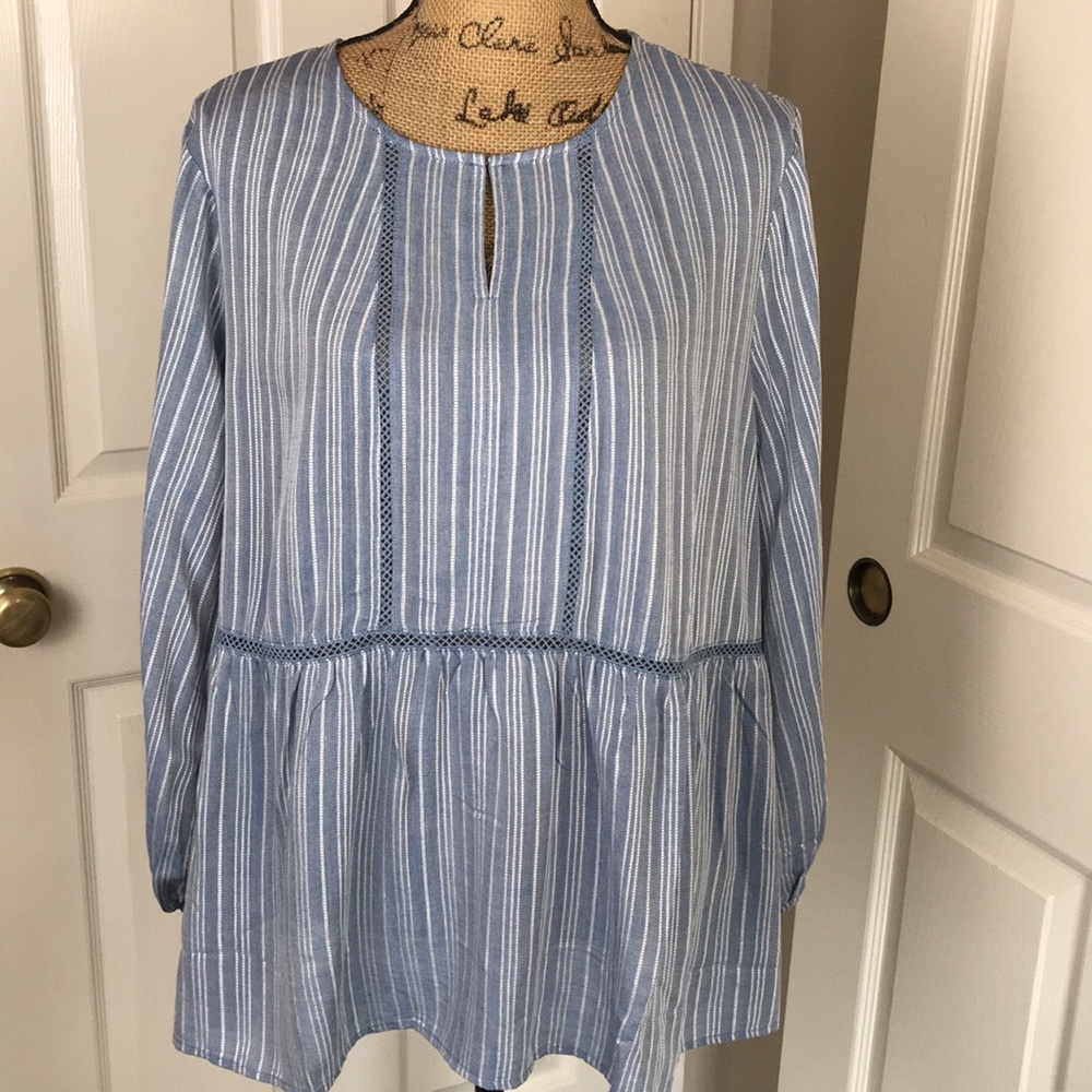 Blue boho style blouse